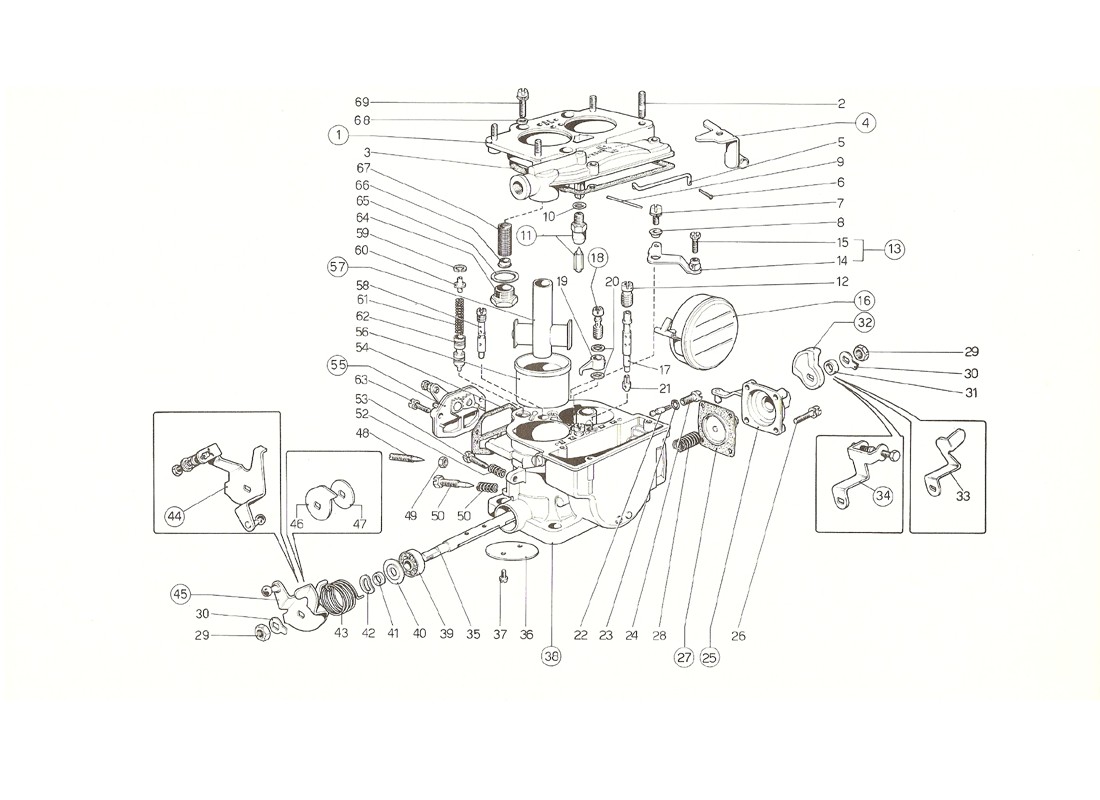 Schematic: Weber 40 Dcnf Carburettors (U.S. 1976 Version)