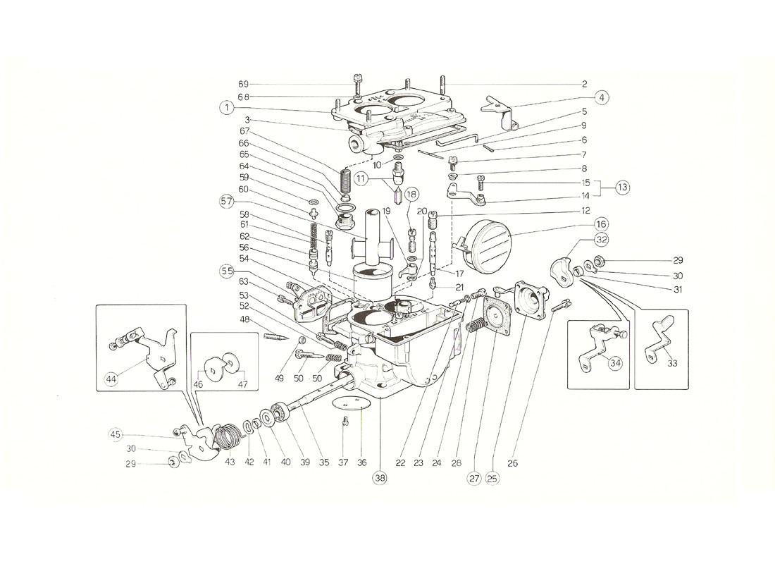 Schematic: Weber 40 Dcnf Carburettors (Australian 1976 Version)