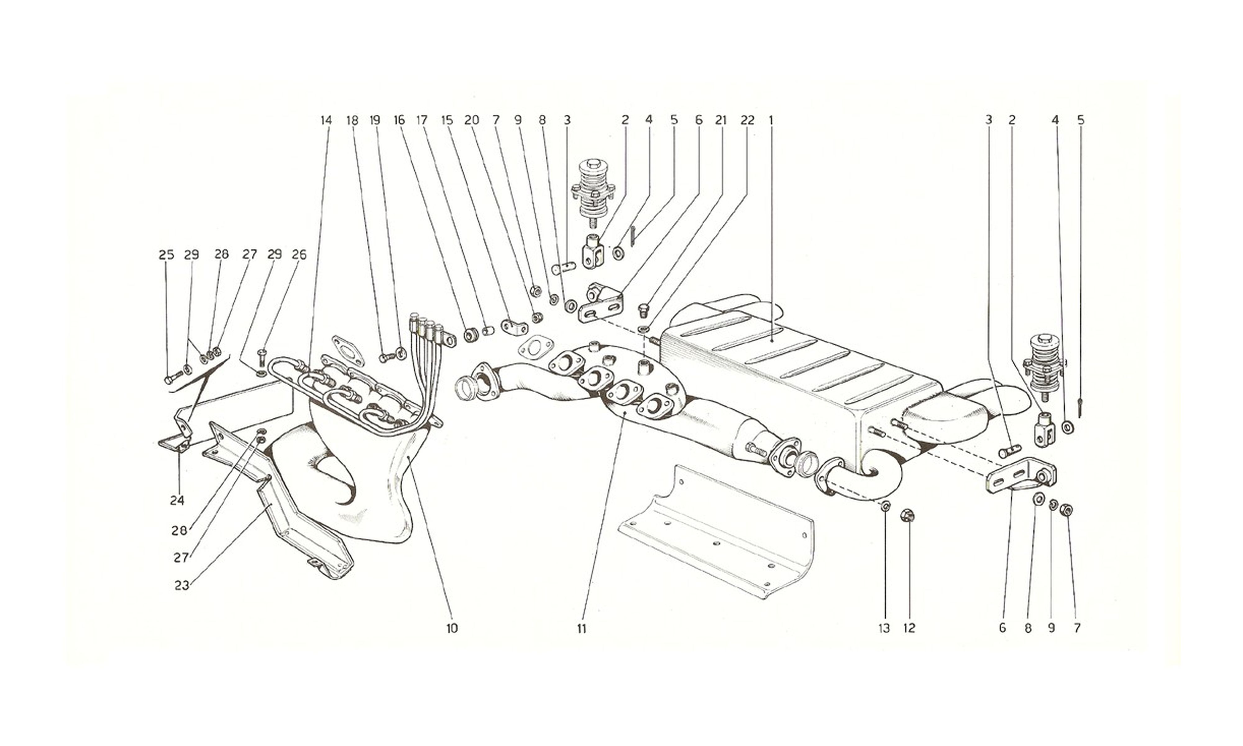 Schematic: Exhaust System (U.S. And Australian Versions 1976)