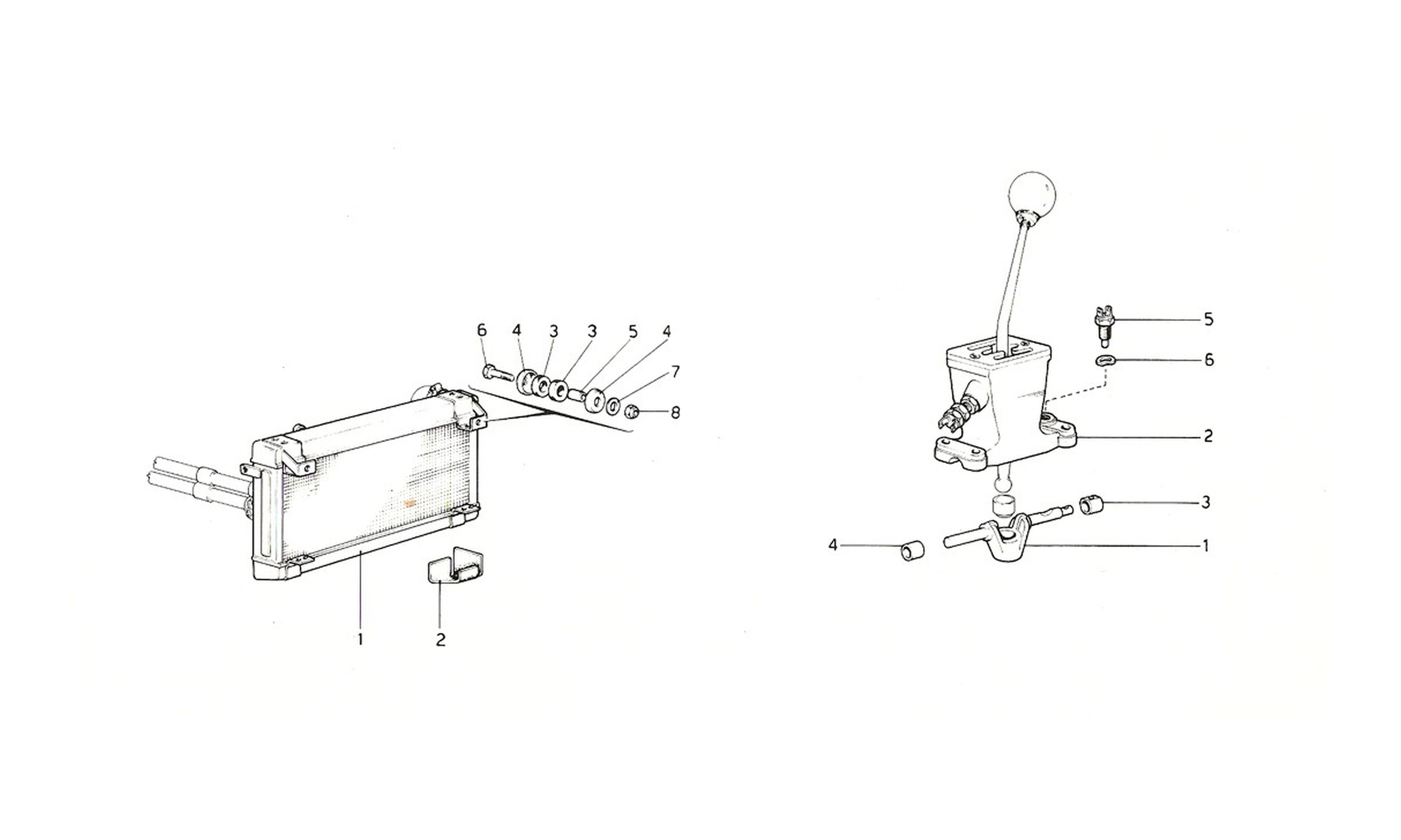 Schematic: Water Radiator - Gear - Lever Housing (U.S. 1976 Version)