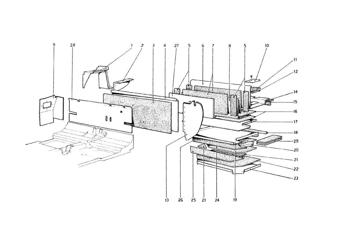 Schematic: Body Shell - Inner Elements (Usa 77 - Aus)