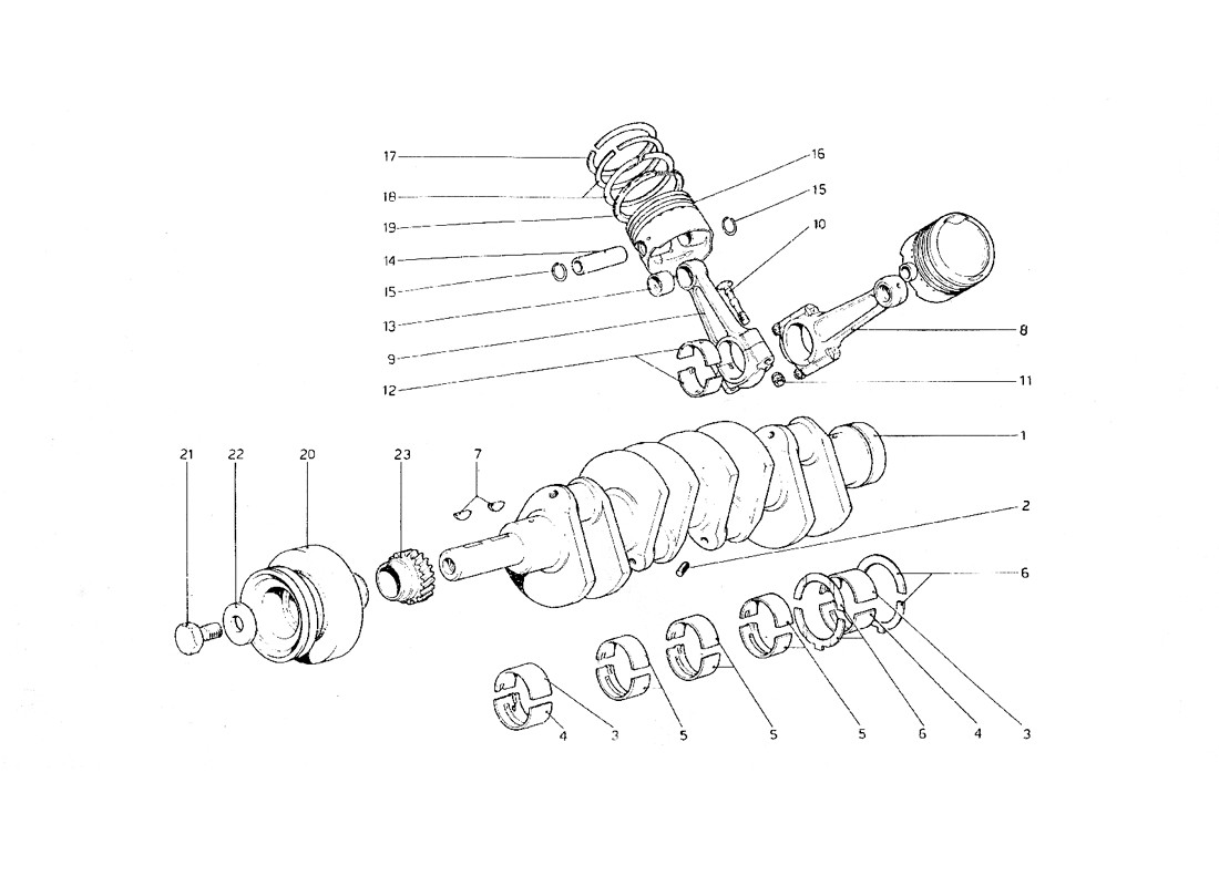 Schematic: Crankshaft - Connecting Rods And Pistons
