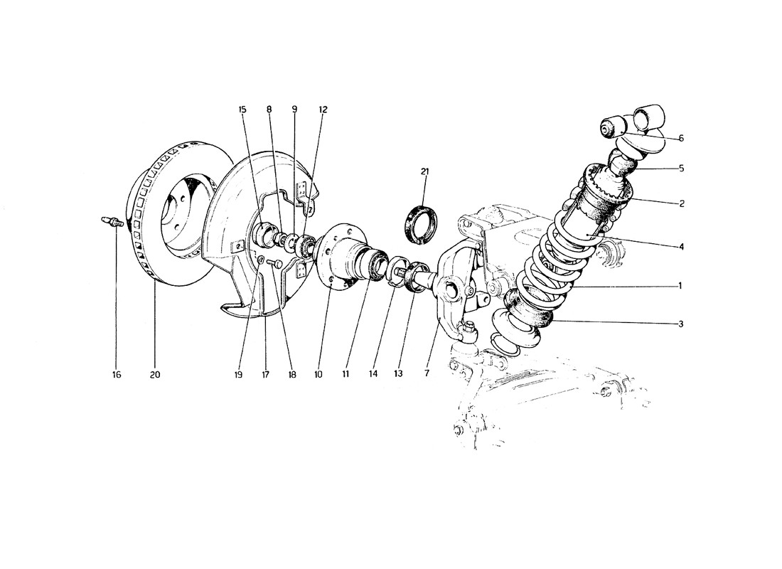 Schematic: Front Suspension - Shock Absorber And Brake Disc