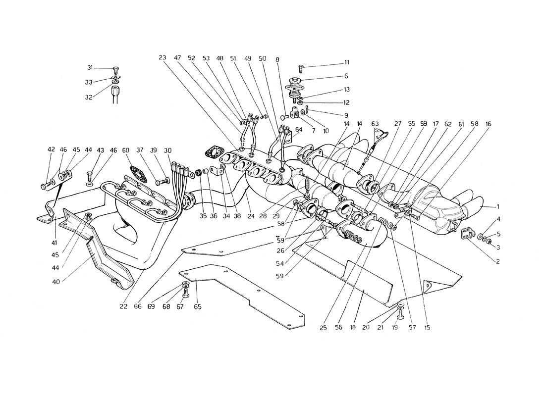 Schematic: Exhaust System (Variants For Usa - Aus And J Version)