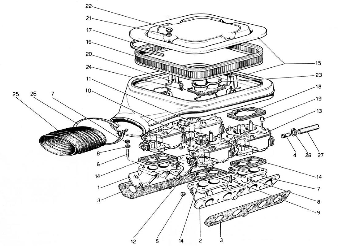 Schematic: Carburetors And Air Cleaner