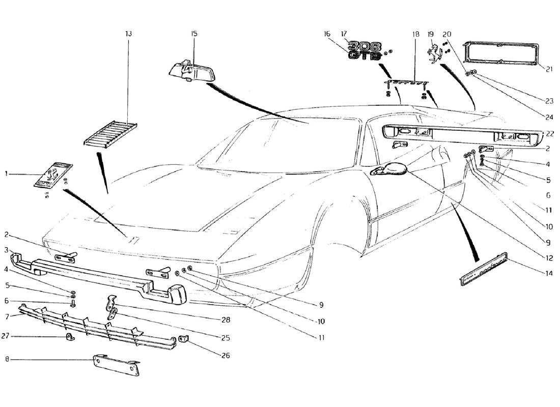 Schematic: Bumpers And Moldings (Valid For Rhd - Aus Versions)