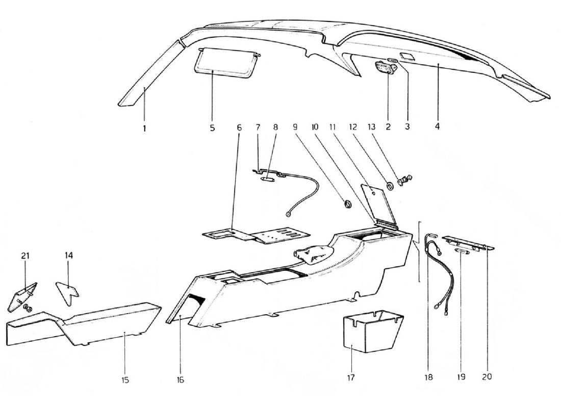 Schematic: Tunnel And Roof (Valid For Rhd - Aus Versions)