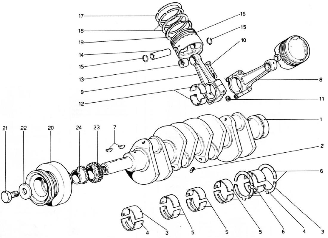 Schematic: Crankshaft - Connecting Rods And Pistons