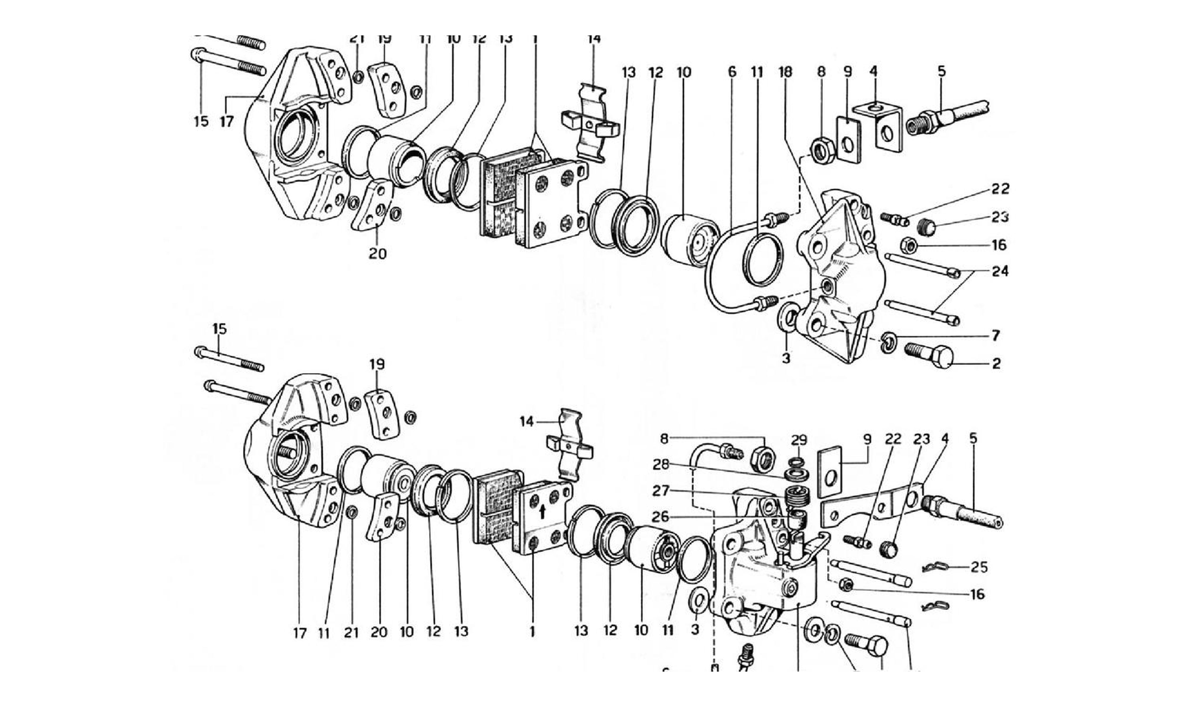 Schematic: Calipers For Front And Rear Brakes