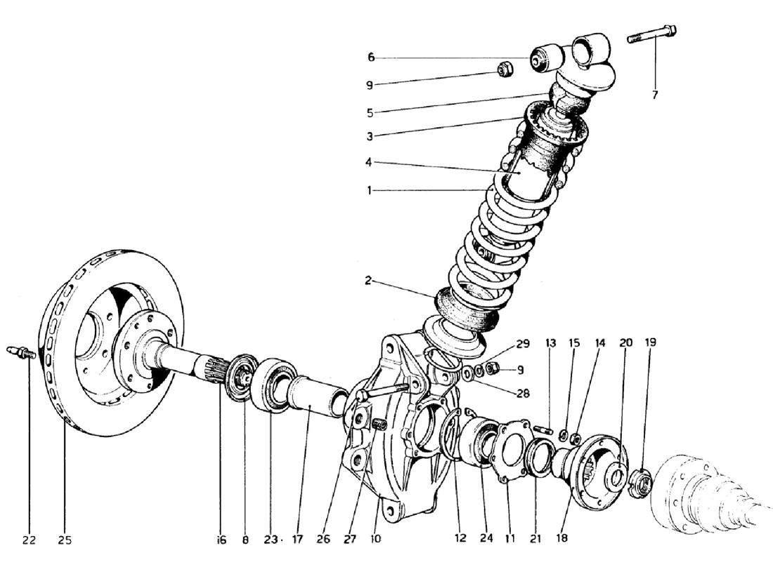 Schematic: Rear Suspension - Shock Absorber And Brake Disc