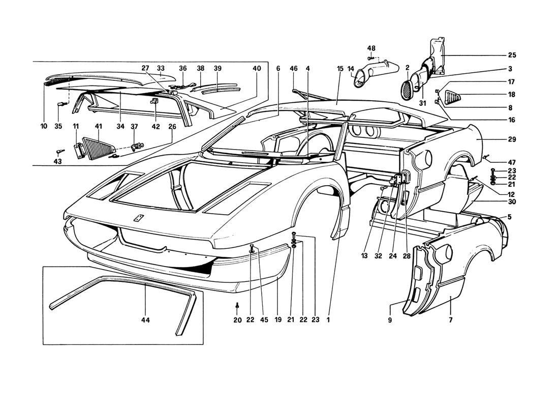 Schematic: Body Shell - Outer Elements