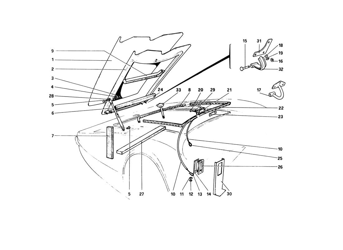 Schematic: Front Compartment Lid (Variants For Rhd - Aus Versions)