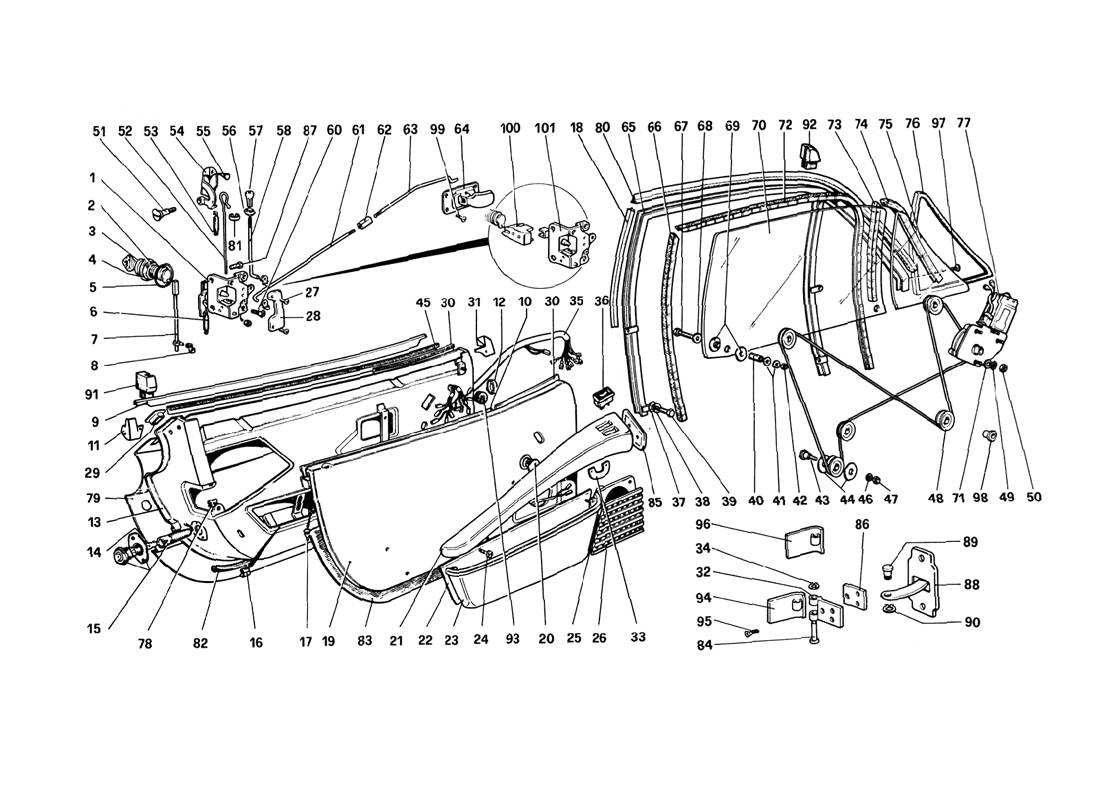 Schematic: Doors (Variants For Rhd - Aus Versions)