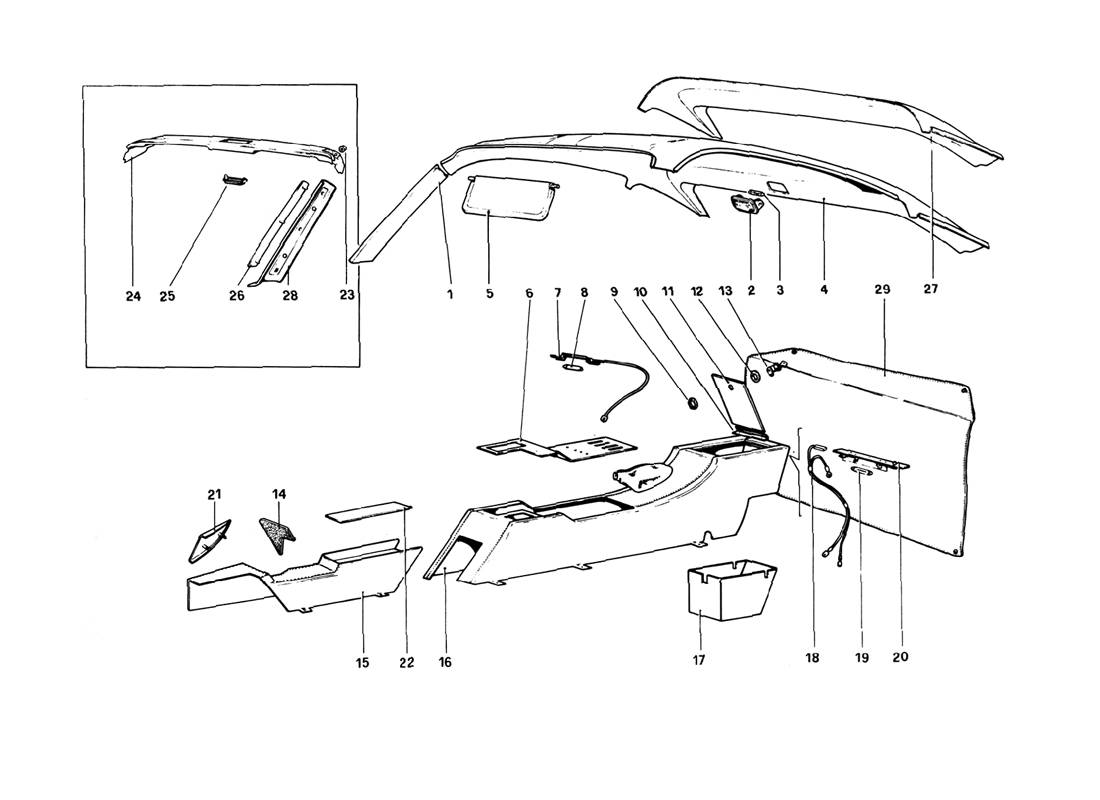 Schematic: Tunnel And Roof (Variants For Rhd - Aus Versions)
