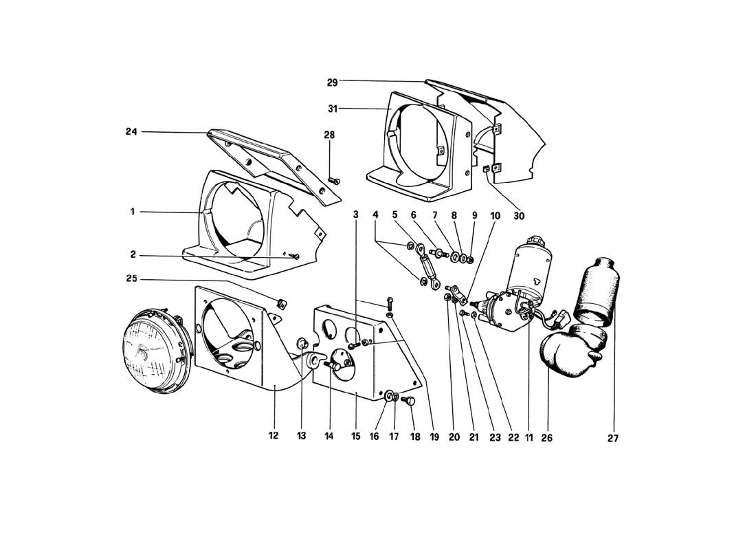 Schematic: Headlights Lifting Device (Variants For Rhd - Aus Versions)