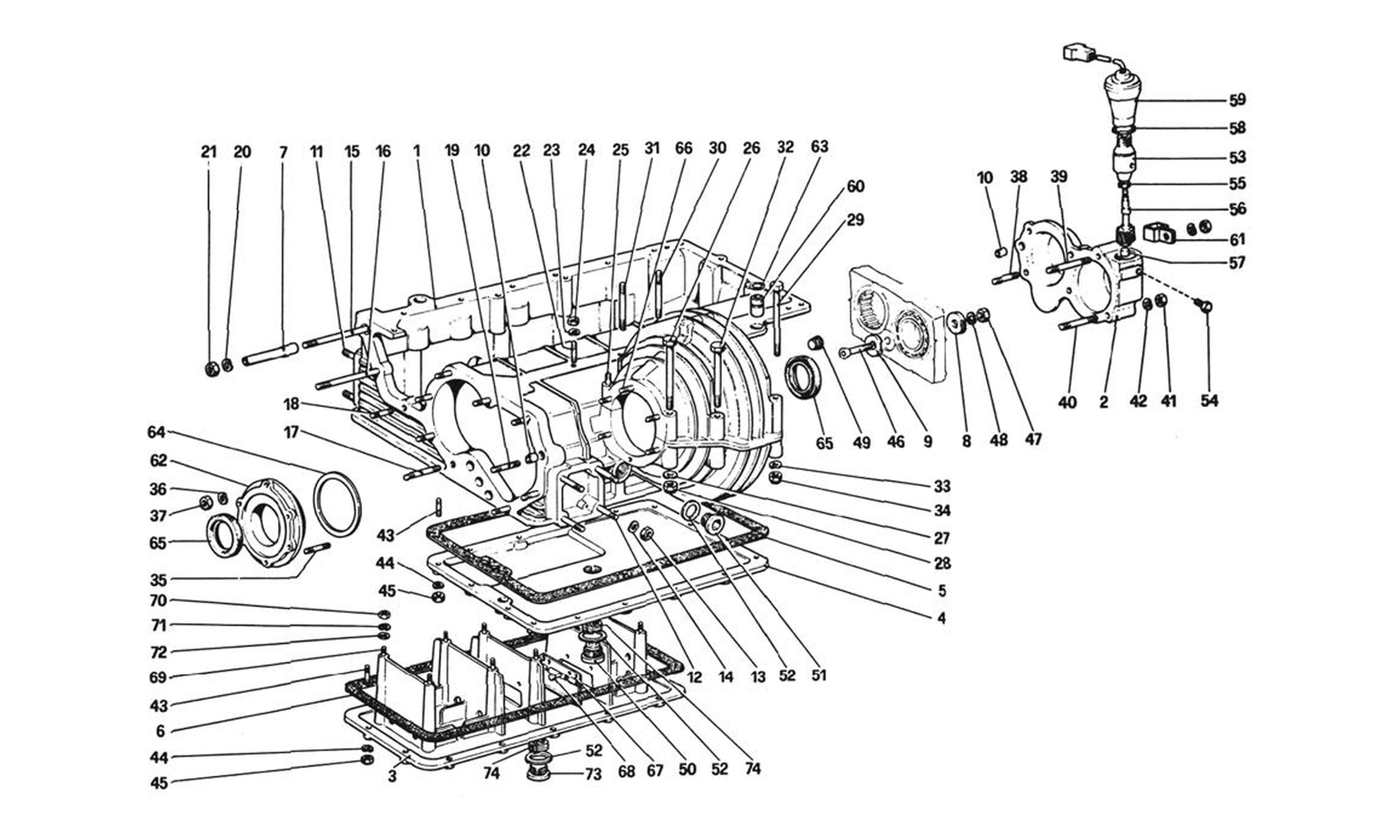 Schematic: Gearbox - Differential Housing And Oil Sump (308 Gts And Aus)