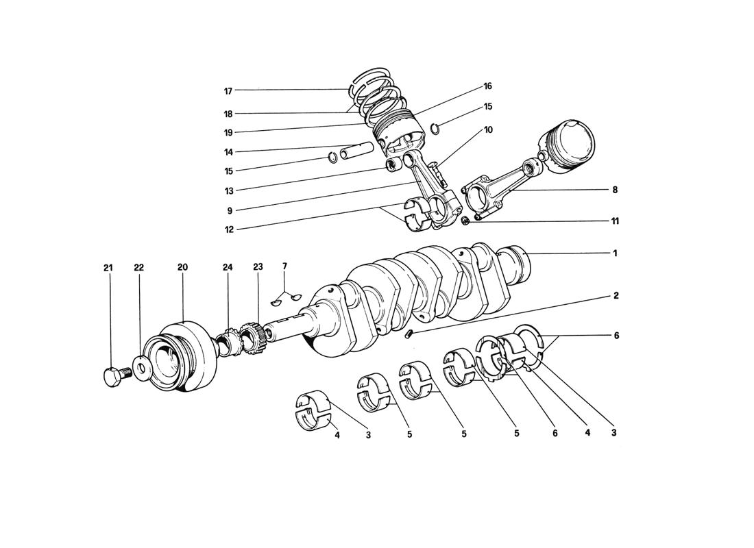 Schematic: Crankshaft - Connecting Rods And Pistons