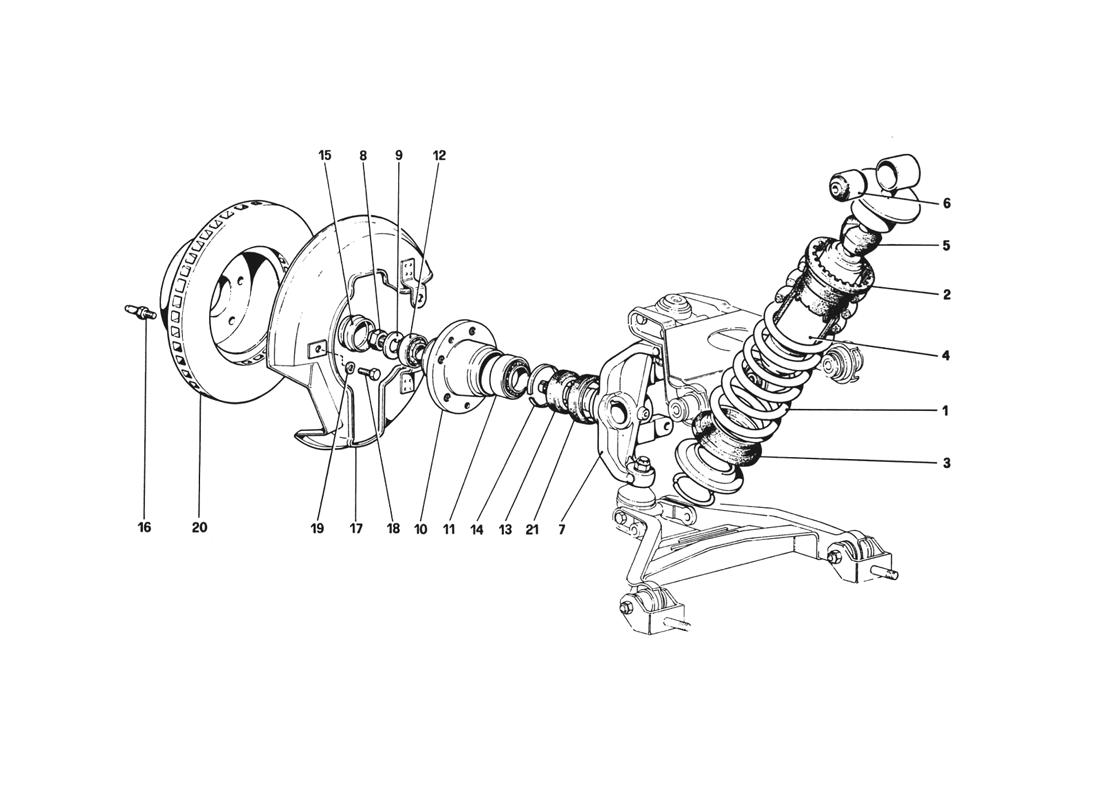 Schematic: Front Suspension - Shock Absorber And Brake Disc