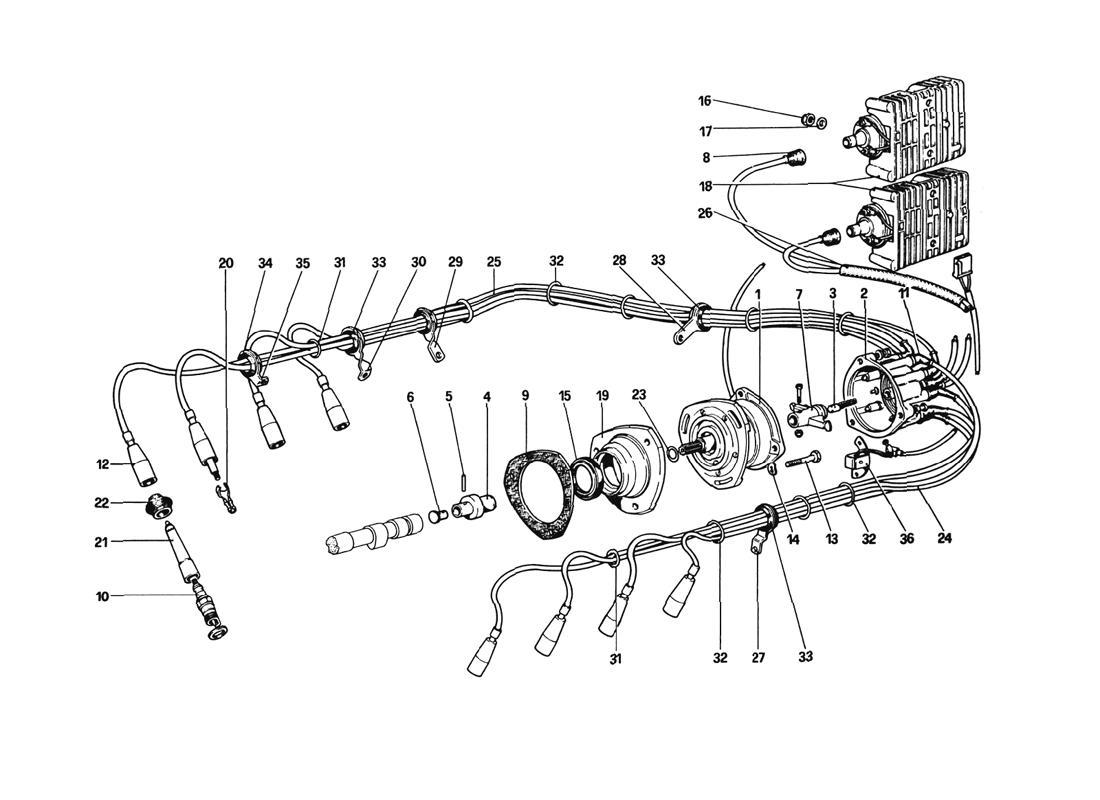 Schematic: Engine Ignition (From Car No. 23561 Gtb And 23265 Gts)