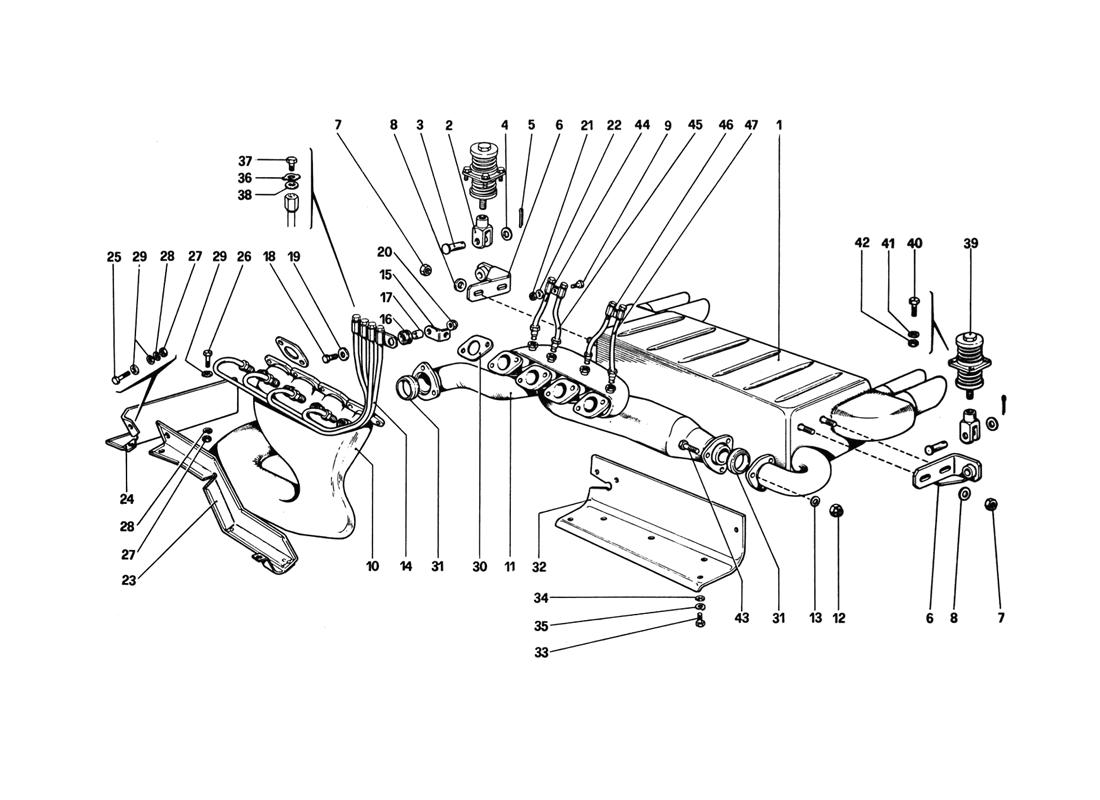 Schematic: Exhaust System (Variants For Aus Version)