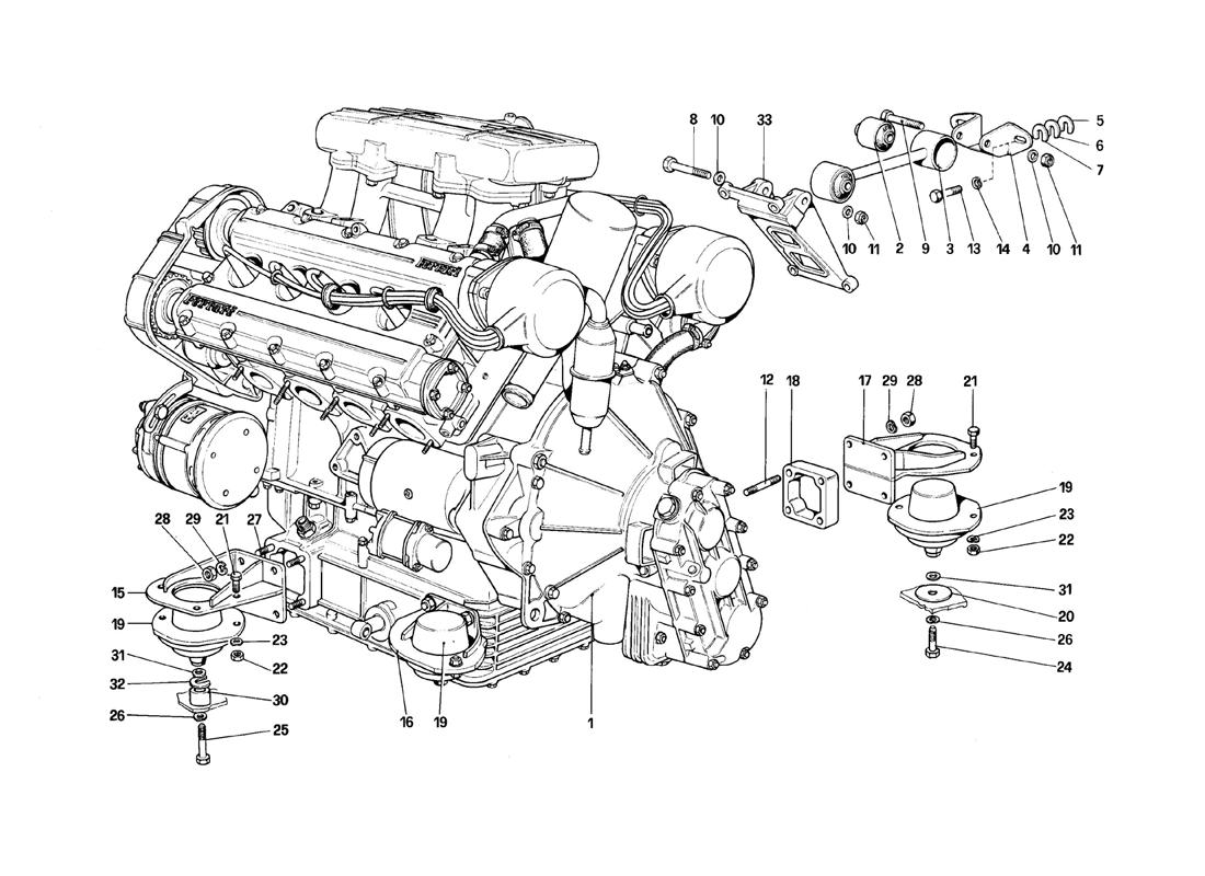 Schematic: Engine - Gearbox And Supports