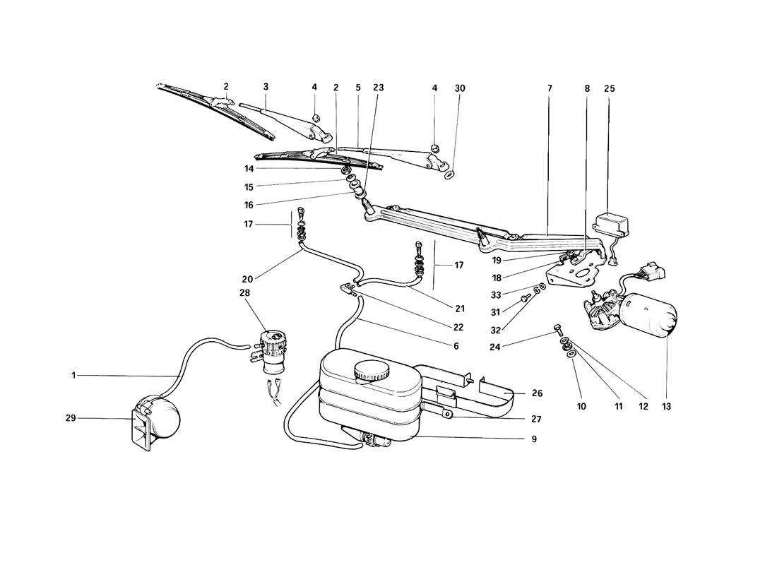 Schematic: Windshield Wiper, Washer And Horn