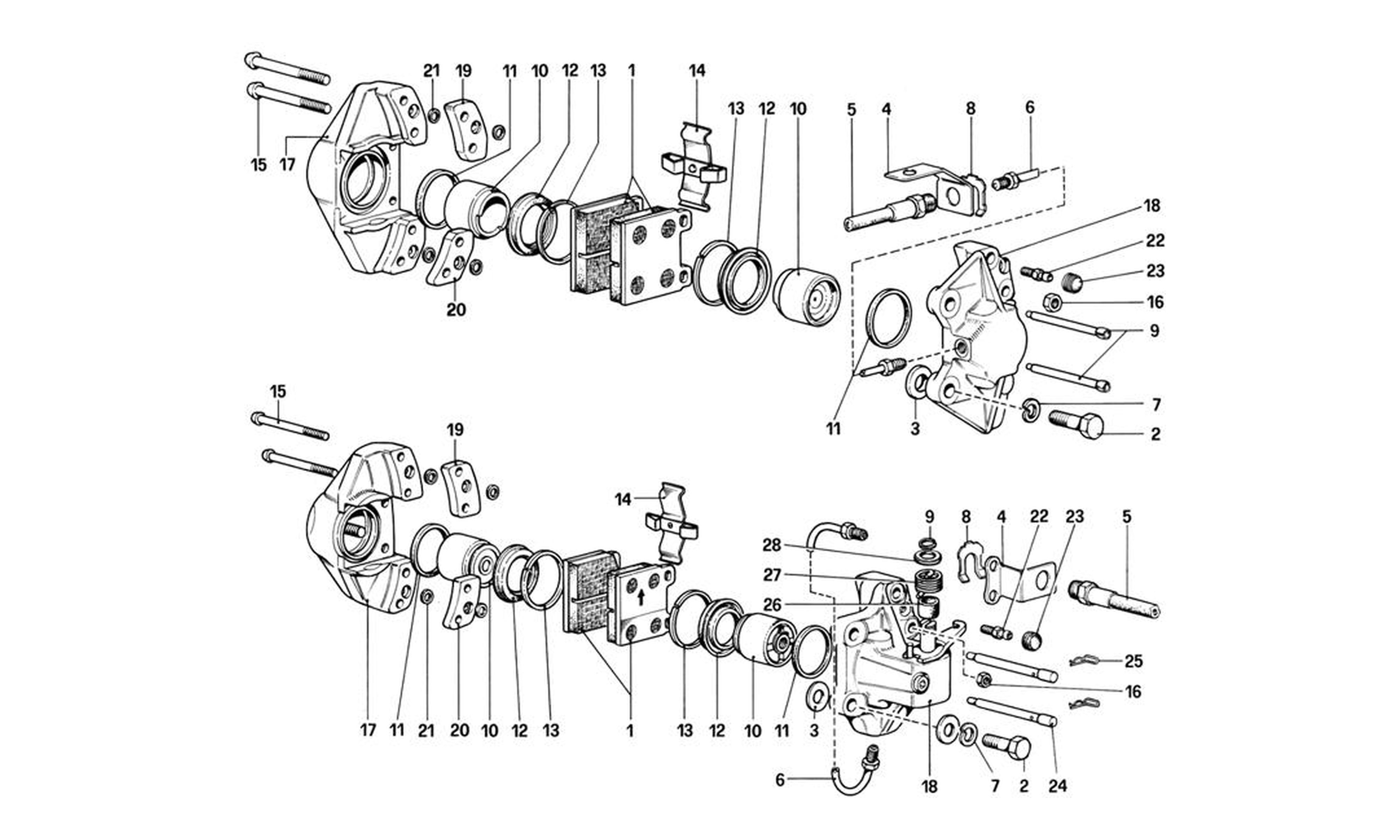 Schematic: Calipers For Front And Rear Brakes