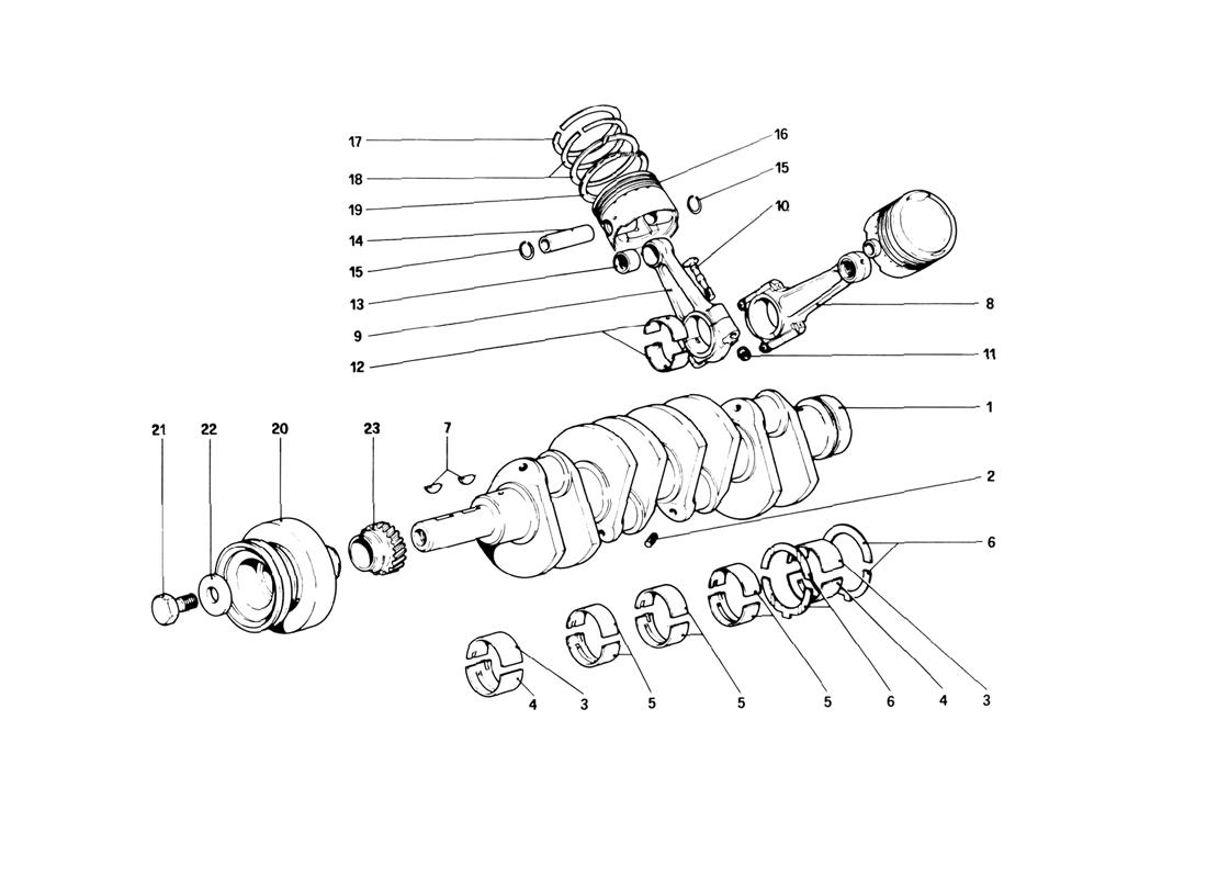 Schematic: Crankshaft - Connecting Rods And Pistons