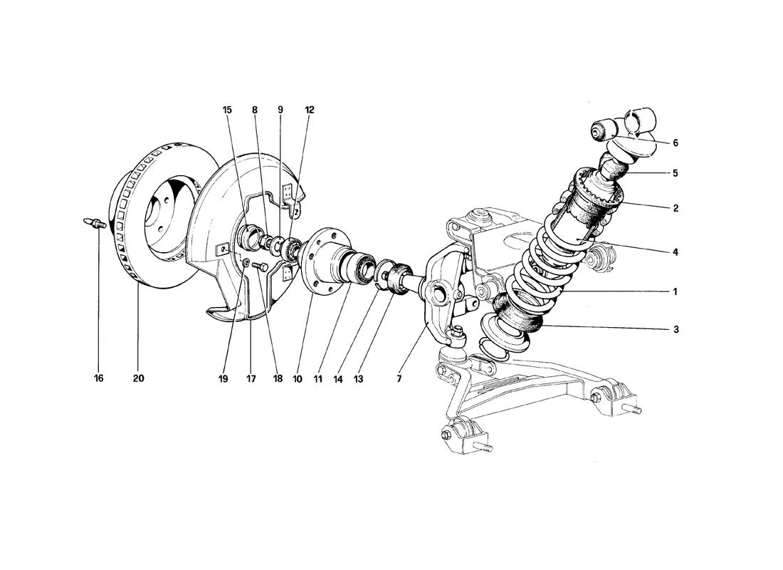 Schematic: Front Suspension - Shock Absorber And Brake Disc