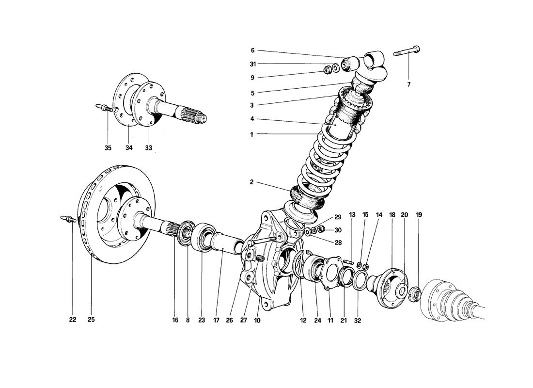 Schematic: Rear Suspension - Shock Absorber And Brake Disc