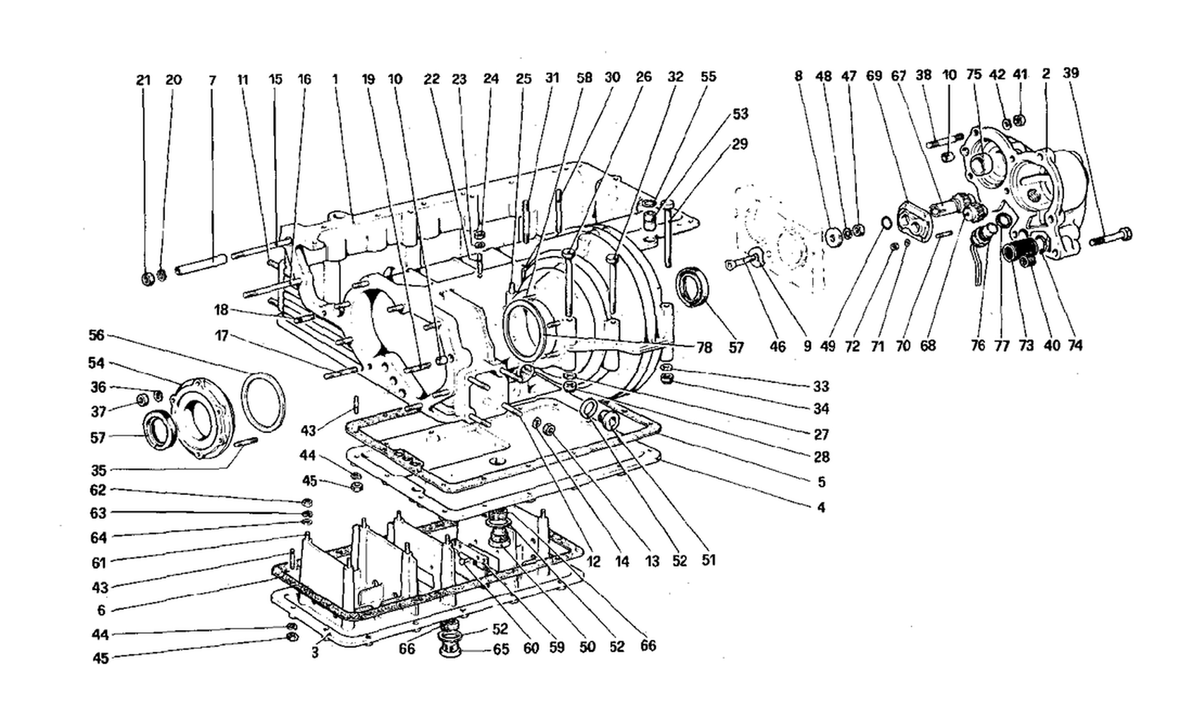 Schematic: Gearbox - Differential Housing And Oil Sump