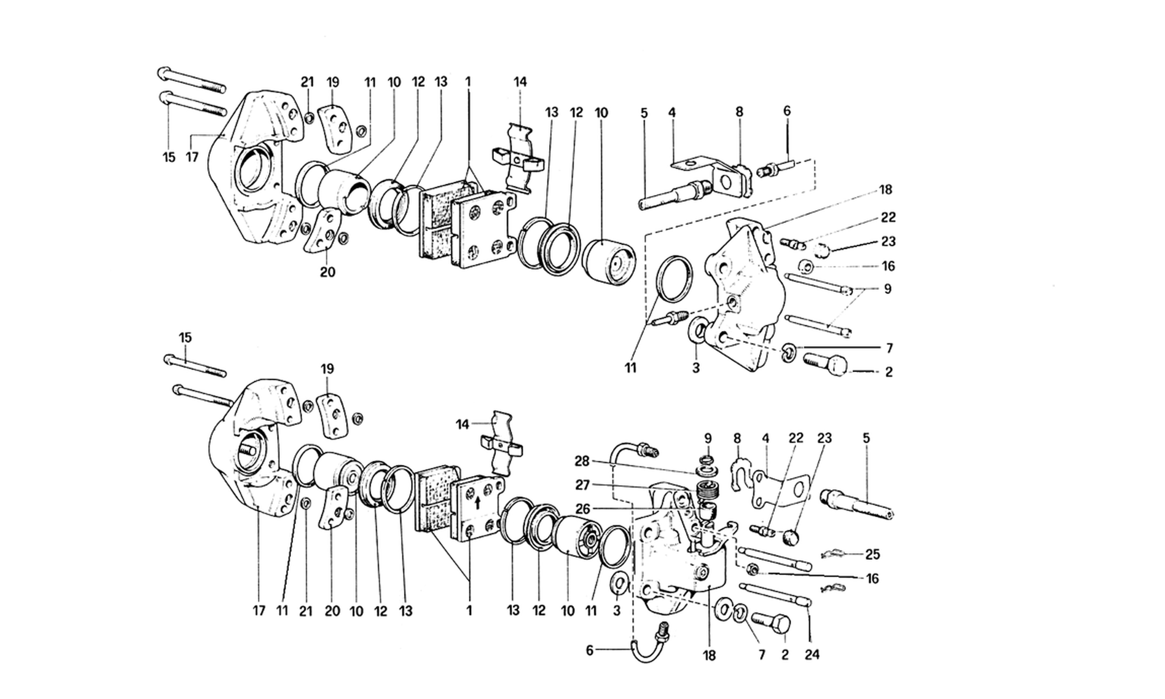 Schematic: Calipers For Front And Rear Brakes