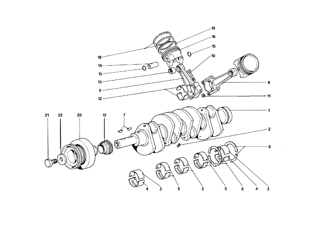 Schematic: Crankshaft - Connecting Rods And Pistons