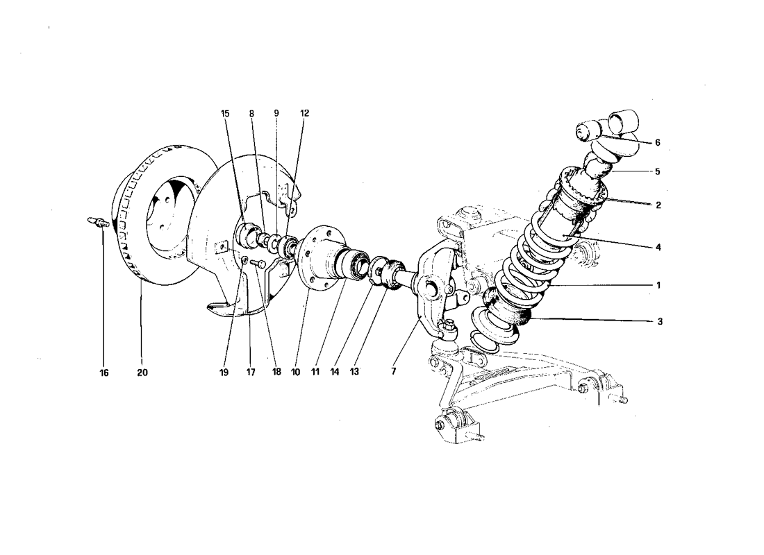 Schematic: Front Suspension -Shock Absorber And Brake Disc