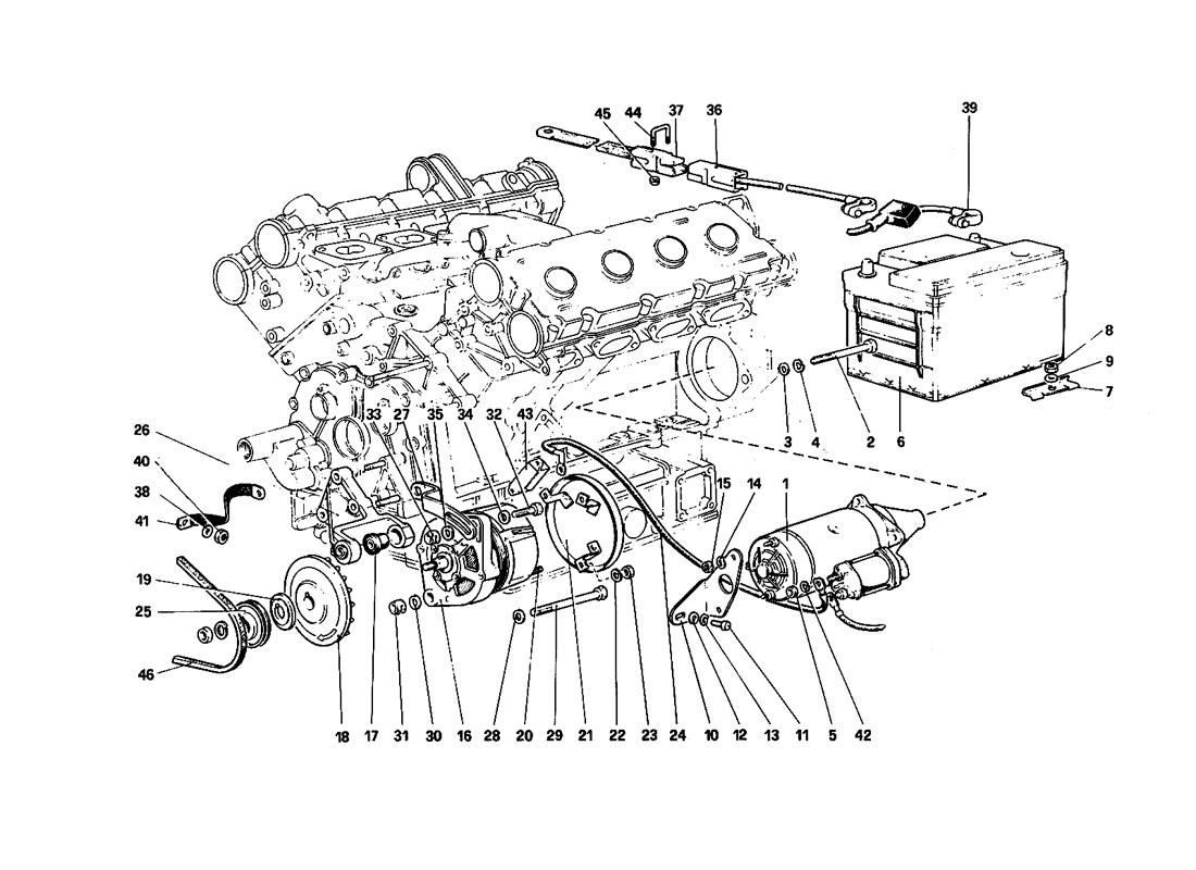 Schematic: Electric Generating System (Engine With Single Belt)