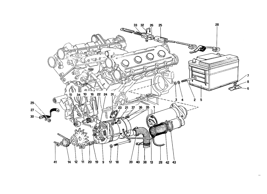 Schematic: Electric Generating System (Engine With 2 Individual Belts)