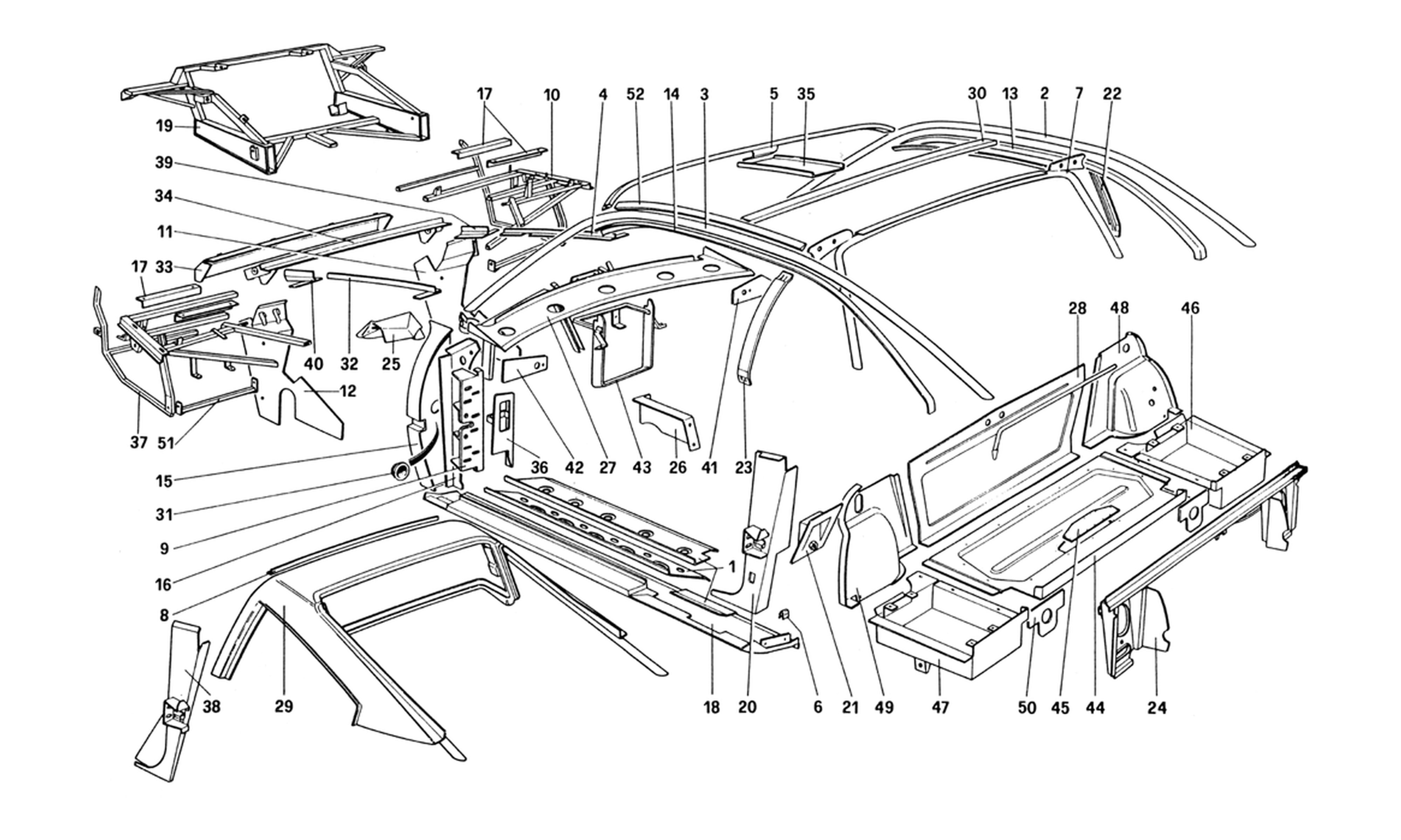 Schematic: Body Shell - Inner Elements (For U.S. And Sa Version)
