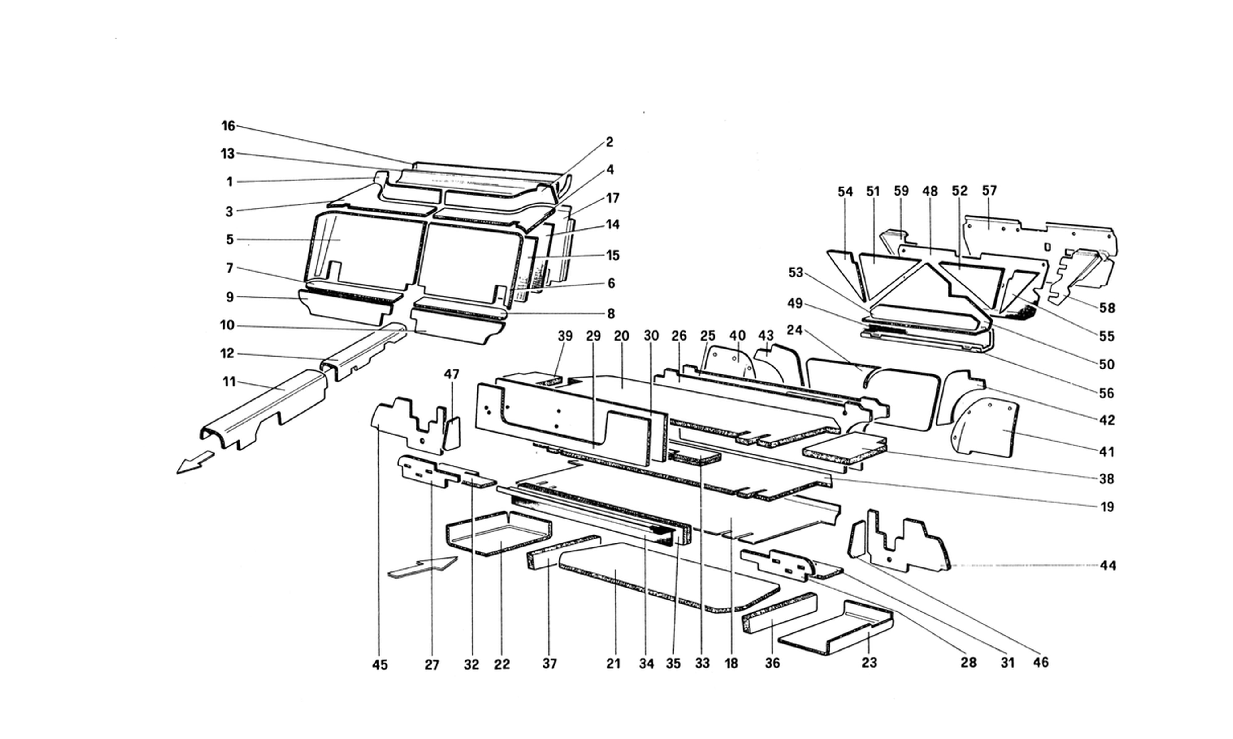 Schematic: Passenger And Luggage Compartments Insulation (For U.S. And Sa Version)