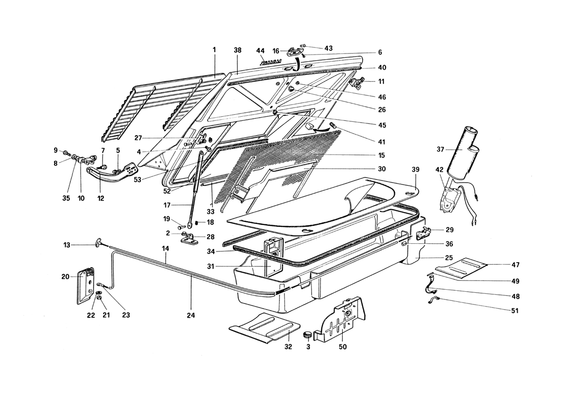 Schematic: Rear Bonnet And Luggage Compartment Covering