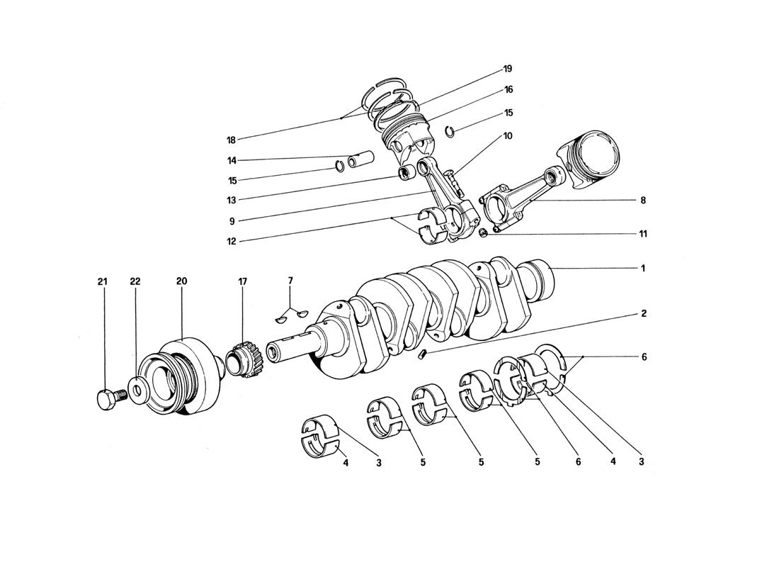 Schematic: Crankshaft - Connecting Rods And Pistons