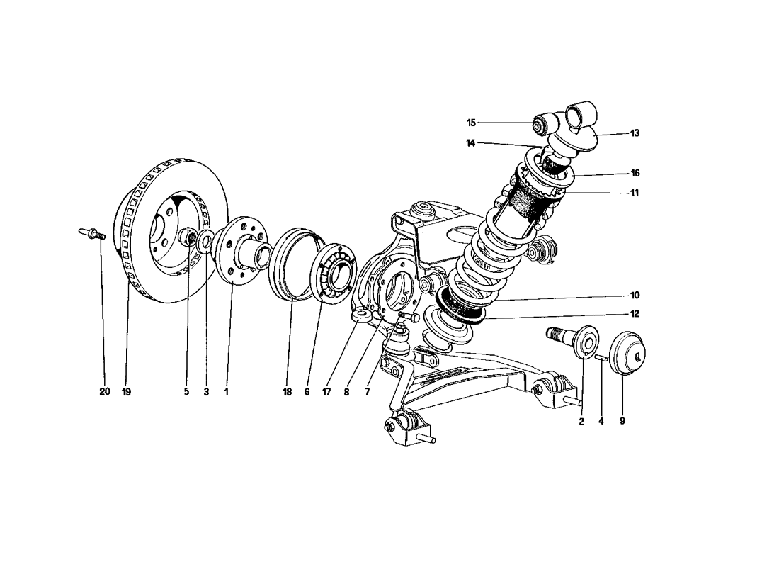 Schematic: Front Suspension - Shock Absorber And Brake Disc