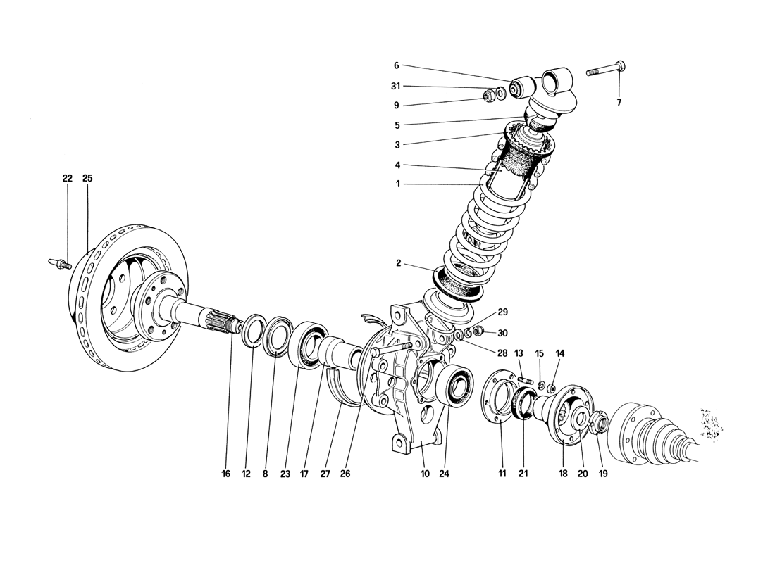 Schematic: Rear Suspension - Shock Absorber And Brake Disc