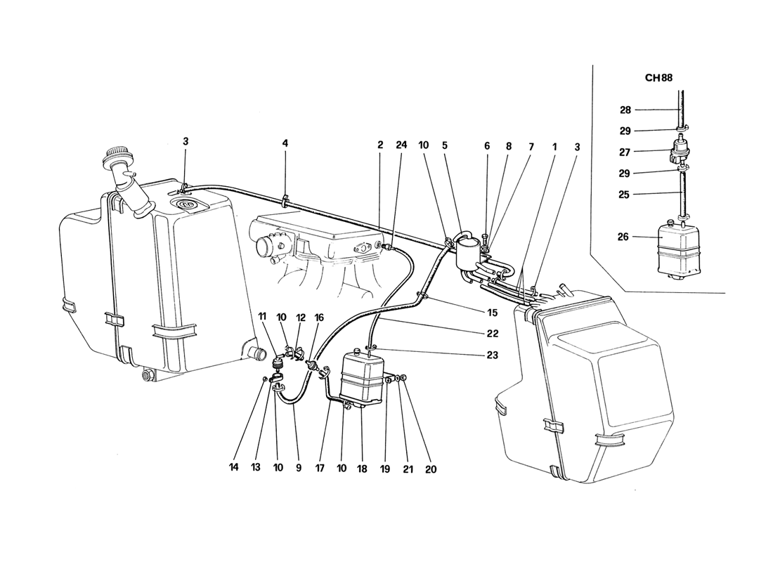 Schematic: Antievaporative Emission Control System (For Usa - Sa And Ch88 Version)