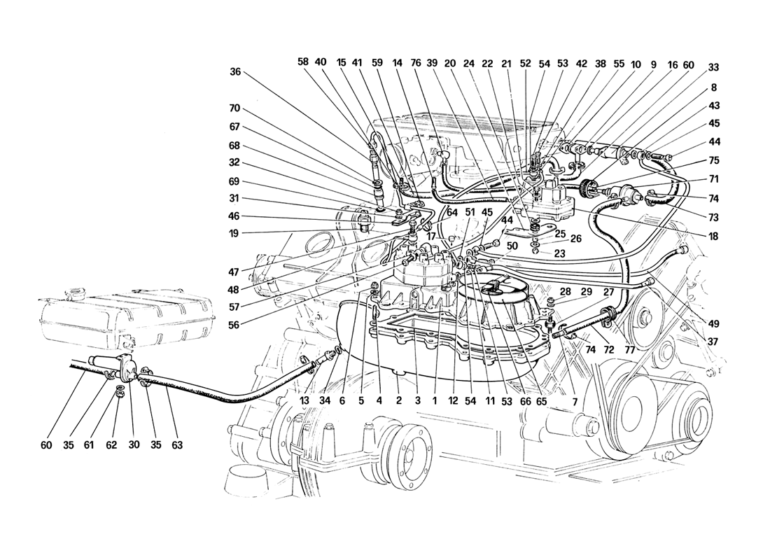 Schematic: Fuel Distributors Lines (Not For Us Version)