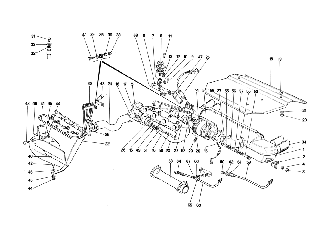 Schematic: Exhaust System (For Us - Sa - Ch87 And Ch88 Version)
