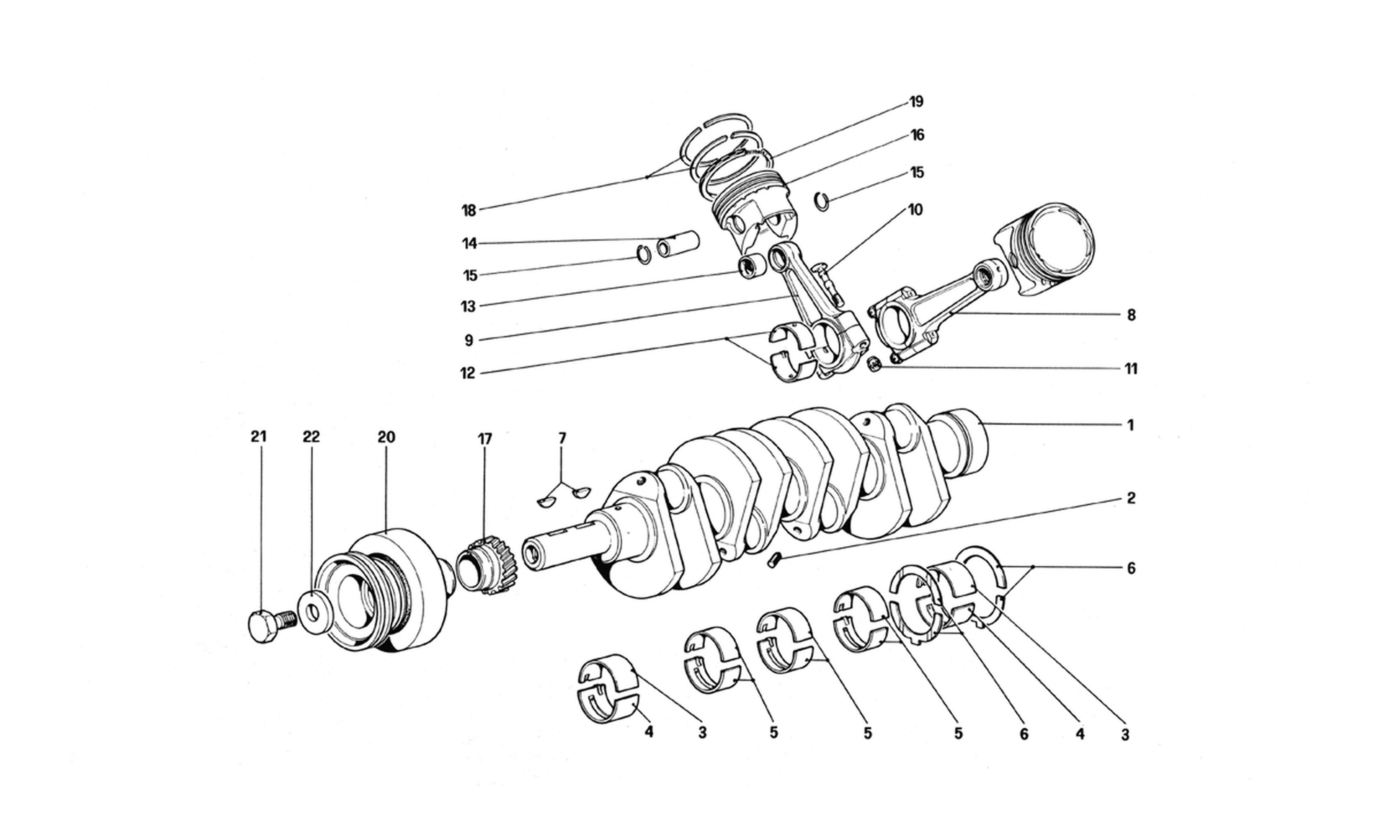 Schematic: Crankshaft - Connecting Rods And Pistons