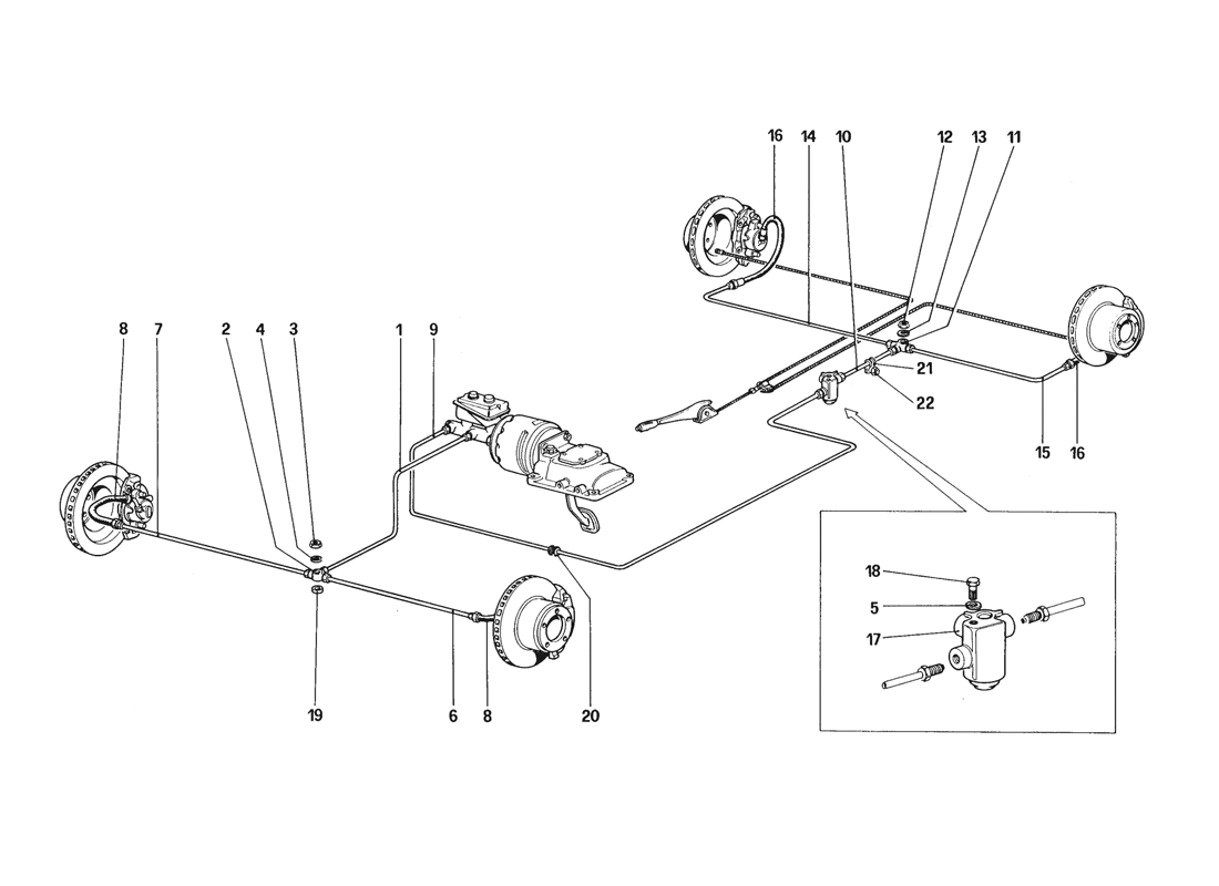 Schematic: Brake System (For Car Without Antiskid System)