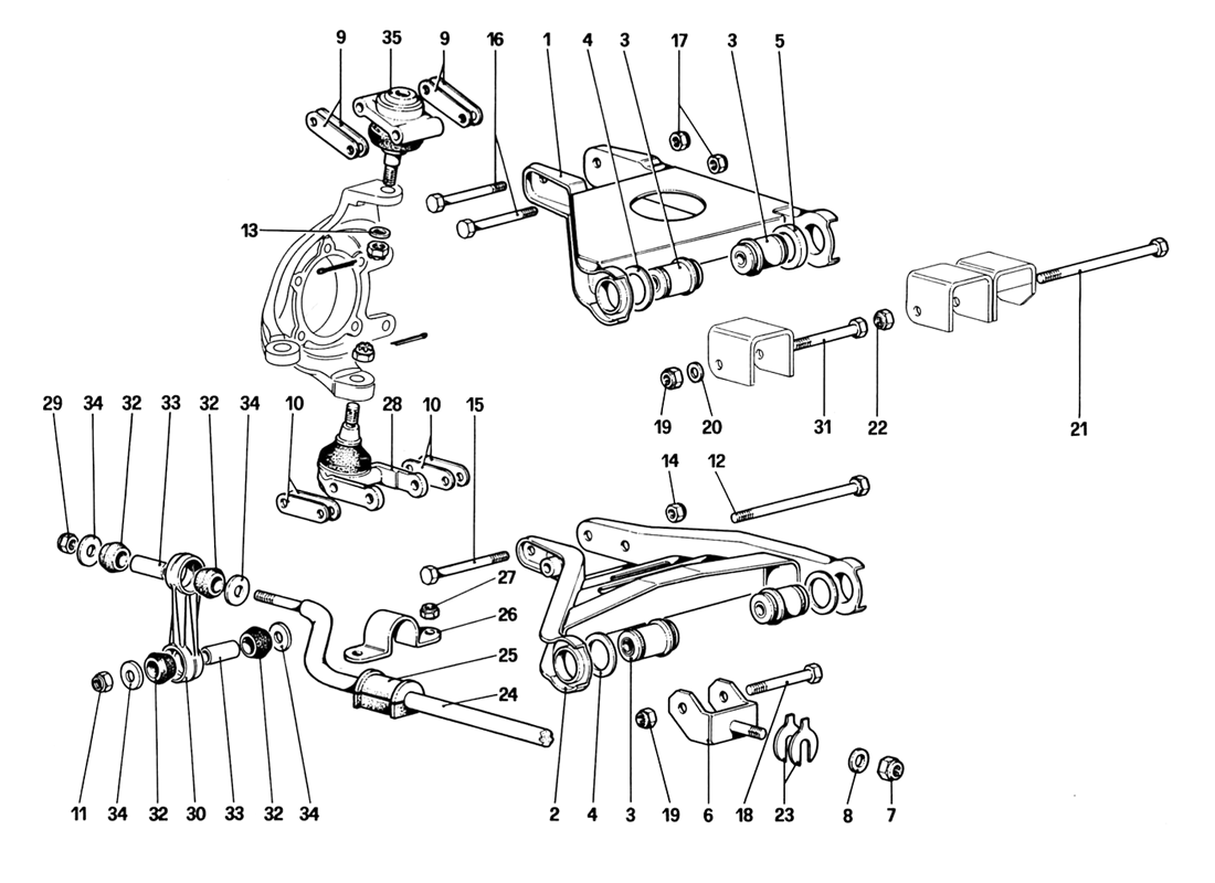 Schematic: Front Suspension - Wishbones (Up To Car No. 76625)