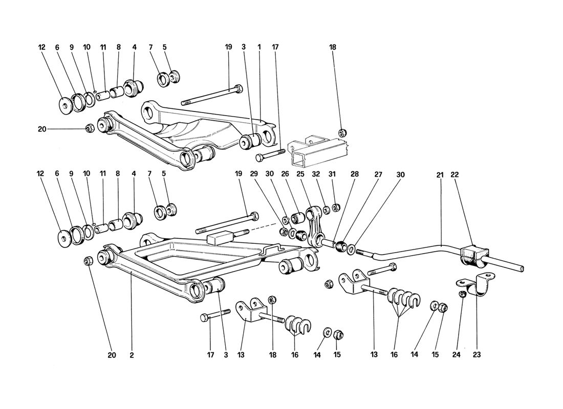 Schematic: Rear Suspension - Wishbones (Up To Car No. 76625)