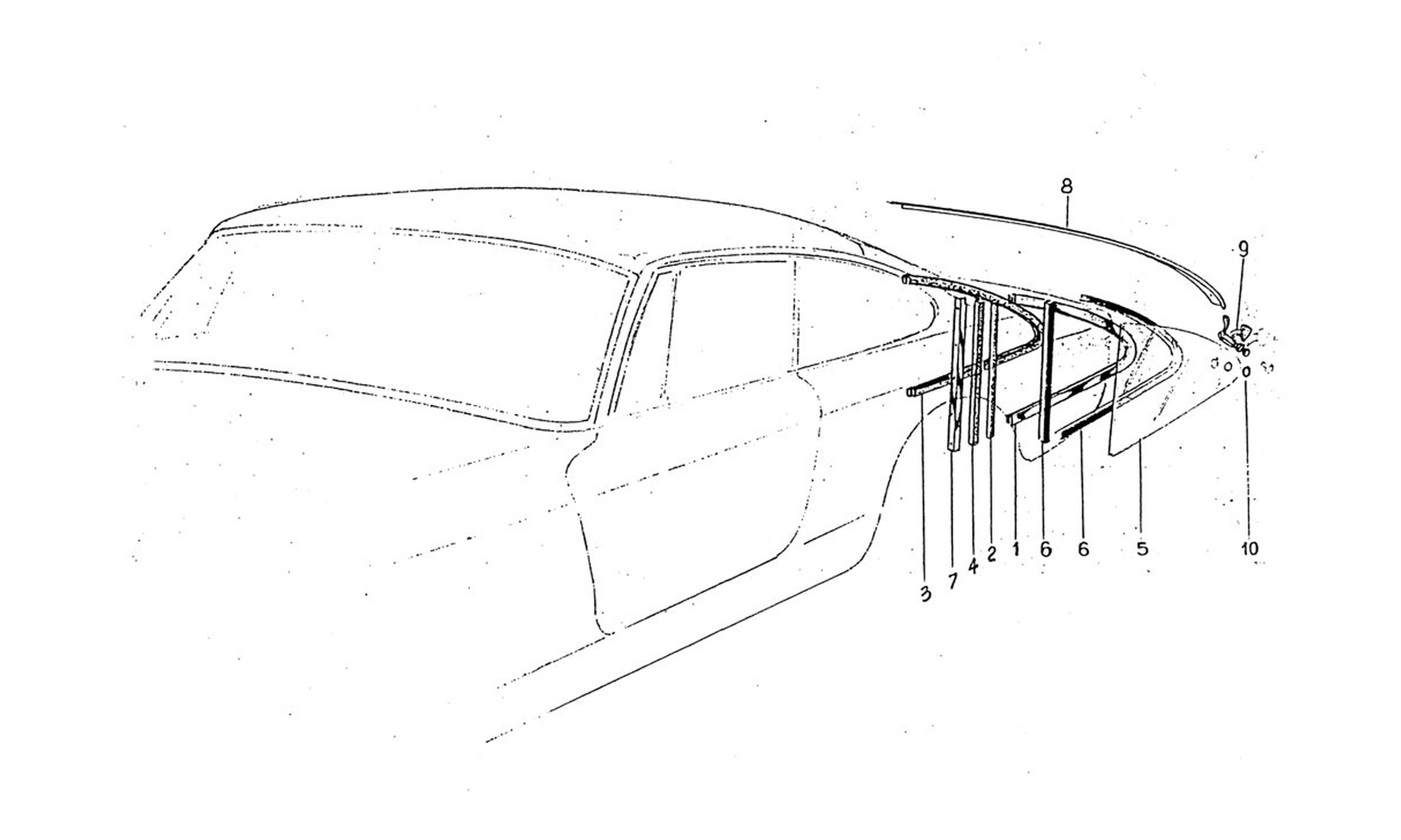 Schematic: Rear Quarter Glass - Trims